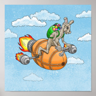 Poster Lapin Fusée