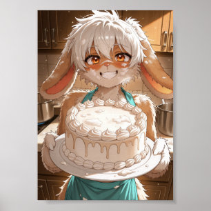Poster Lapin gâteau 1