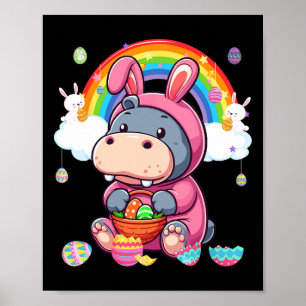 Poster Lapin Hippo Pâques Chasse Oeufs Panier Panier Ra c