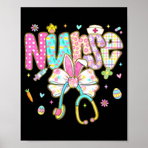 Poster Lapin infirmière coquette bow stéthoscope Bunny Sc