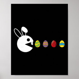 Poster Lapin Joyeux Pâques Chasse aux œufs Jeu vidéo Joue