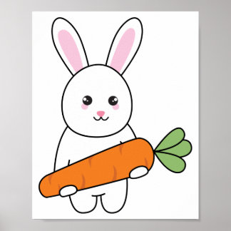 Poster lapin mignon avec carotte