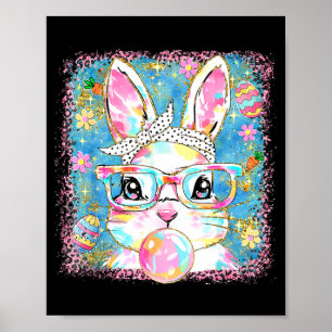 Poster Lapin Mignon Gles Coquette Nœud Lapin Œufs Joyeux 
