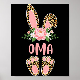 Poster Lapin oma léopard floral joyeuses pâques printemps