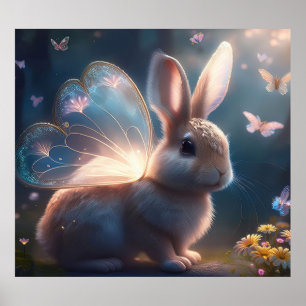 Poster Lapin Papillon