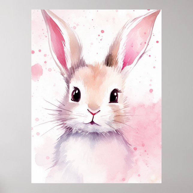 Poster Lapin pastel mignon rose (Devant)