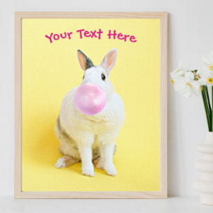 Poster Lapin qui souffle des bulles de chewing-gum Messag