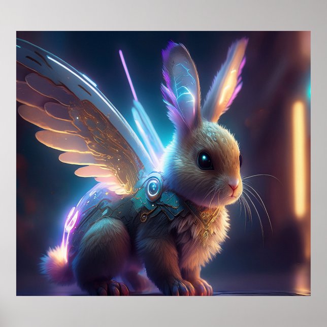 Poster Lapin spatial (Devant)