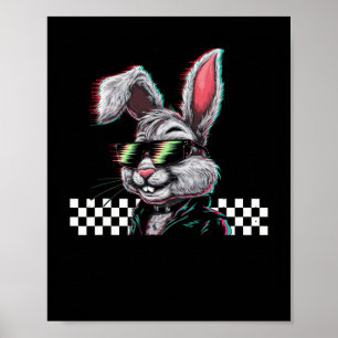 Poster Lapin Trippy Vaporwave Pâques Techno Rave Edm Musi