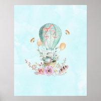 Lapin Whimsical Riding dans un ballon à air chaud