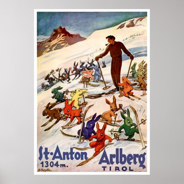 Poster Lapins de ski sur St. Anton, Tyrol, Autriche (Devant)