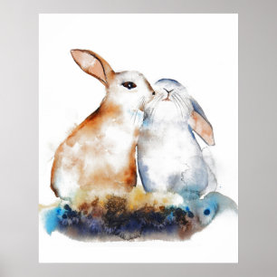 Poster Lapins qui s'embrassent