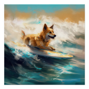 Poster Lapphund Plage Finlandaise Plage Surf Peinture