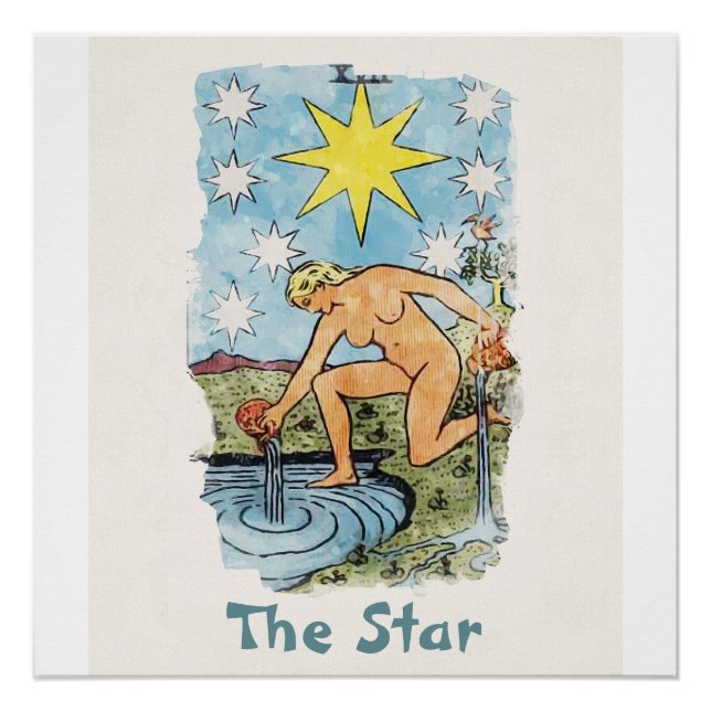 Poster L'Aquarelle de la carte Star Tarot (Devant)