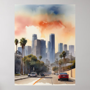 Poster L'aquarelle de Los Angeles