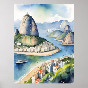 Poster L'aquarelle de Rio de Janeiro