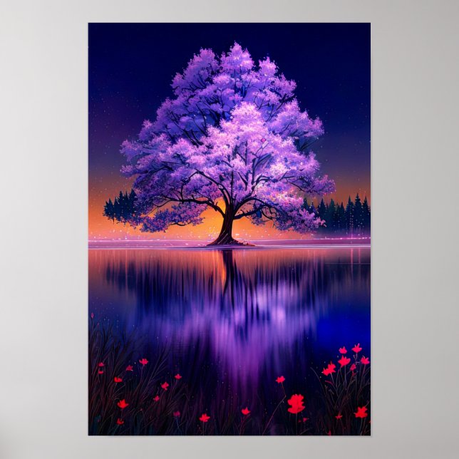 Poster L'arbre majestueux dans le marais calme (Devant)