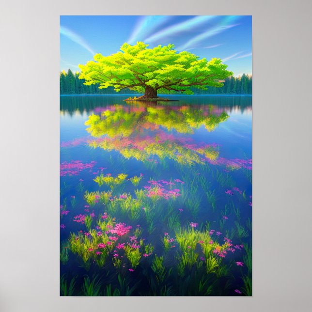 Poster L'arbre majestueux sur l'île minuscule (Devant)