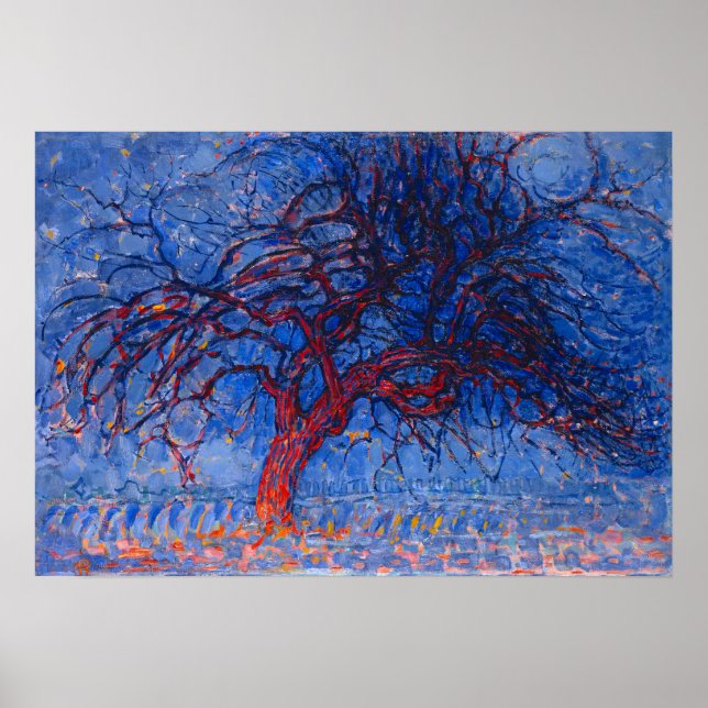 Poster L'arbre rouge de Mondrian (Devant)