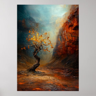 Poster L'Arbre Survivant Solitaire - Paysage de Canyon Ma