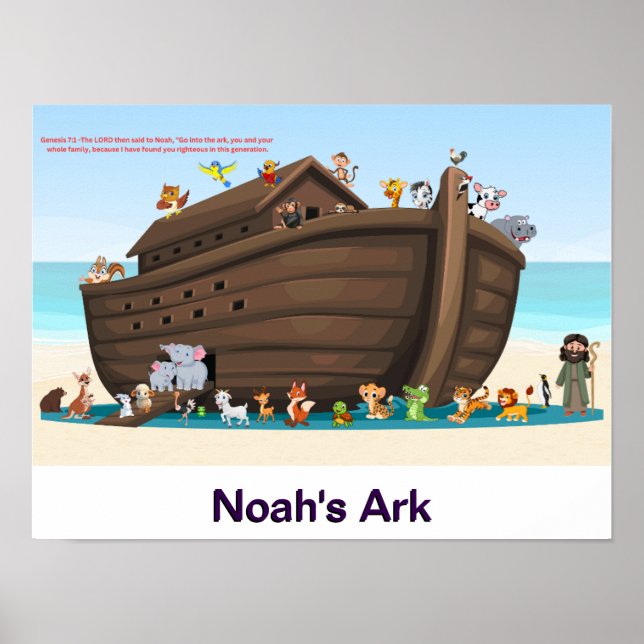 Poster L'Arche de Noé Aventure – Illustration d'une joyeu (Devant)