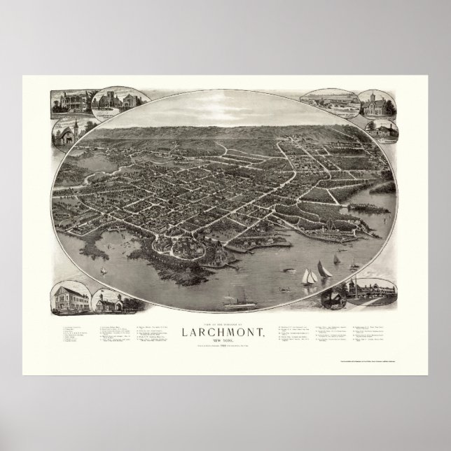 Poster Larchmont, NY Carte panoramique - 1904 (Devant)