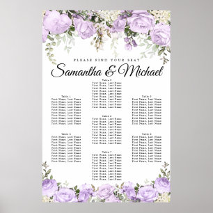 Poster Large Purple Floral 7-Table Wedding 