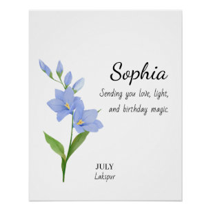 Poster Larkspur de juillet Anniversaire personnalisé
