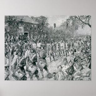 Poster L'armée continentale marchant en bas du vieux