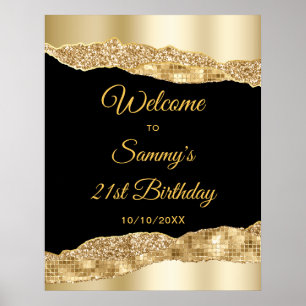 Poster Larmes à Glam Or et Noir Accueil d'anniversaire