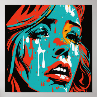 Poster Larmes d'émotion : Pop Art Style Pleurant Femme - 