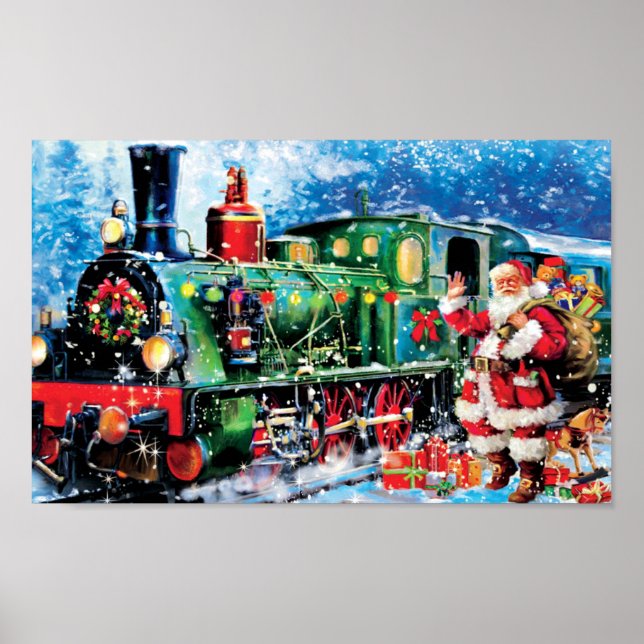 Poster l'arrivée de père Noël et du train de noël (Devant)