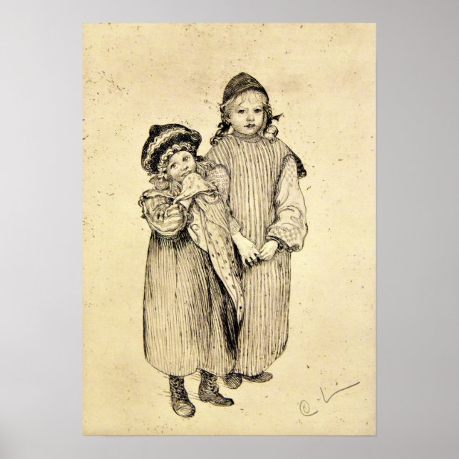 Poster Larsson - Deux enfants (Devant)