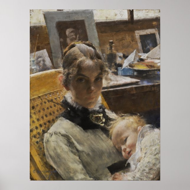 Poster Larsson - La Femme de l'artiste et leur fille (Devant)