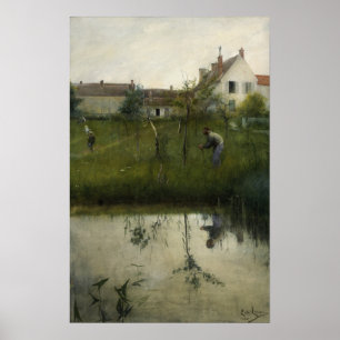 Poster Larsson - Le vieil homme et le jardin de la nurser