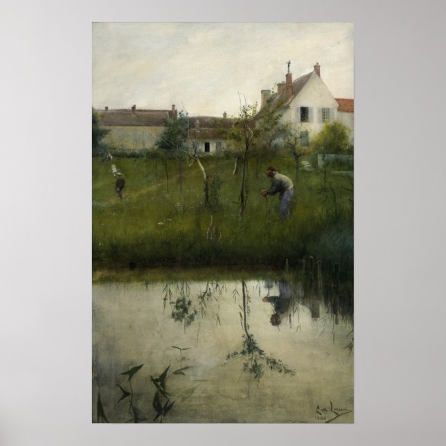 Poster Larsson - Le vieil homme et le jardin de la nurser (Devant)