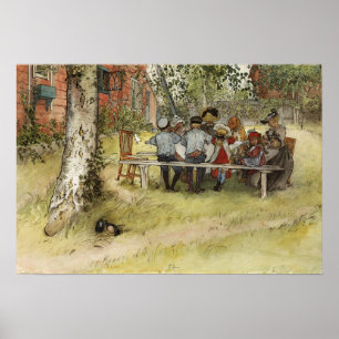 Poster Larsson - Petit déjeuner sous le grand bouleau