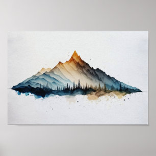Poster L'art Abstrait de la couleur douce des montagnes