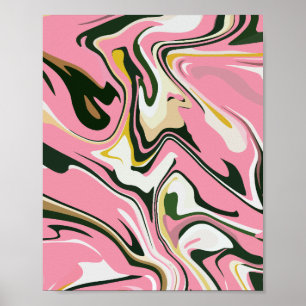 Poster L'art Abstrait de la Flèche avec rose, blanc et no