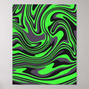 Poster L'art Abstrait de la spirale verte et noire