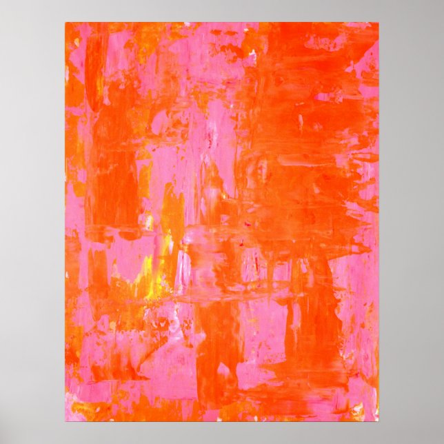 Poster L'art Abstrait orange et rose pour tous (Devant)