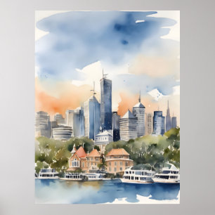 Poster L'art aquarelle de Sydney