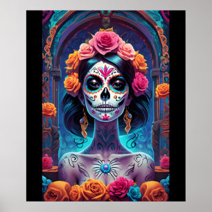 Poster L'art crâne à sucre - Embrassez l'élégance