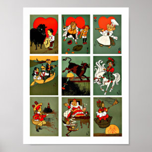 Poster L'art de conte de fées des comptines de Mère l'Oie