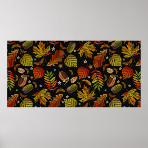 Poster L'art de la broderie. L'automne motif sans couture
