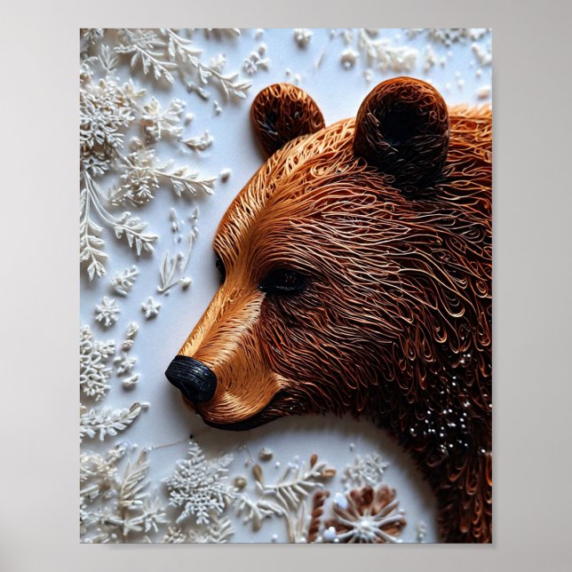 Poster L'art de la quilling sur le thème de l'ours grizzl (Devant)