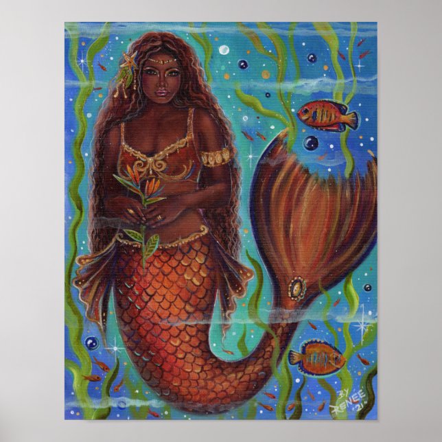Poster L'art de la sirène tropicale "Claudina" par Renee  (Devant)