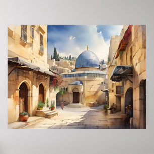 Poster L'art de l'aquarelle Jérusalem Israël