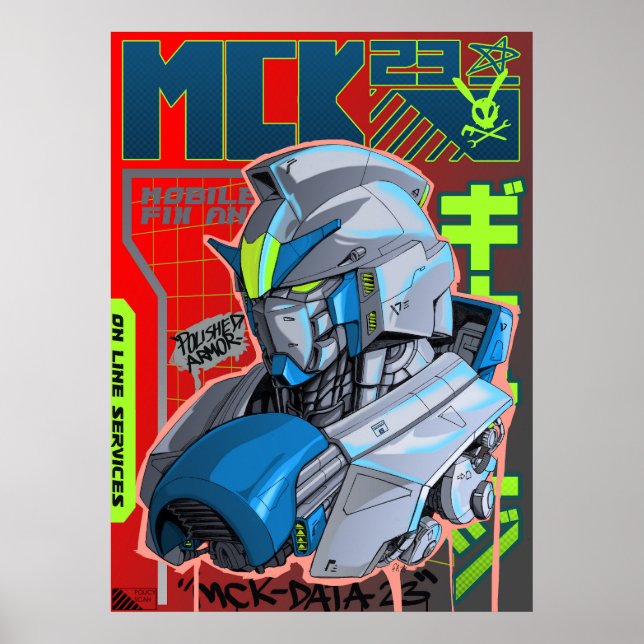 Poster l'art de l'encre inspiré par gundam (Devant)
