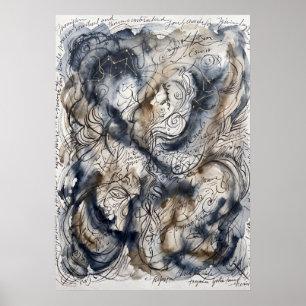 Poster L'Art de l'Esprit Messager à l'Encre Bleue